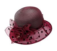 Générique Chapeau De Soleil Vintage Années 50 Femme, Style Chic Élégant, Bibi avec Voile Ruban Maille Fleurs, Idéale pour Église, Mariage, Cocktail Et Cérémonies