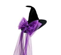 Générique Chapeau de sorcière gothique sombre en maille avec nœud papillon pour costume d'Halloween, cosplay féminin, soirée médiévale occulte (Purple, One Size)