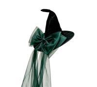 Générique Chapeau de sorcière gothique sombre en maille avec nœud papillon pour costume d'Halloween, cosplay féminin, soirée médiévale occulte (Green, One Size)