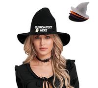 Générique Chapeau de sorcière personnalisé pour Halloween, casquette personnalisée avec nom, chapeau de sorcière ou de sorcier à suspendre pour Halloween, décorations de fête