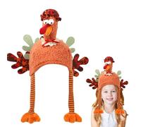 Générique Chapeau Dinde - 24×14×12cm Bonnet Poulet | Coiffe Noël Fantaisie - Peluche Polyester | Fête Vacances Costume - Thanksgiving Hiver Décoration Écharpe Accessoire