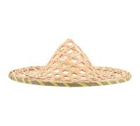 Générique Chapeau en Bambou Tissé Naturel pour Garçon et Filles, Style Chinois Rustique, Léger et Confortable, Diamètre 36cm, Accessoire pour Carnaval ou Cosplay