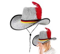 Générique Chapeau en Feutre Pour Hommes - Chapeau De Carnaval Western | À Lanière Adjustable Noir Rouge Jaune Pour Oktoberfest Bar Extérieur Photo Déguisement École Cosplay