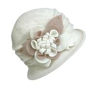 Générique Chapeau Femme Hiver Chaud Vintage Floral Polaire Chapeau Melon en Feutre Cloche Femme Bob Homme de Pêcheur Doux Cadeaux de Noël pour Couples, Famille et Amis (White, One Size)