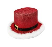 Générique Chapeau haut de forme - Feutre rouge de Noël à large bord | Accessoire festif pour costumes, cosplay, représentations sur scène, défilés, danses, fêtes de famille et événements