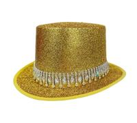 Générique Chapeau Haut De Forme Pour Hommes - Accessoire Unisexe Cosplay Avec Strass,Chapeau de Magicien - Idéal Pour Soirée Magie Carnaval Fête Masqué Et Spectacle