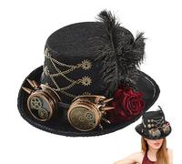 Générique Chapeau Haut de Forme Steampunk | Lunettes Vintage Haut-de-Forme Gothique,Couvre-chef Réglable pour Fêtes Renaissance Cosplay Ados Femmes Hommes Adultes