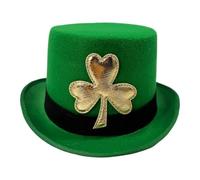 Générique Chapeau Haut Forme Costume - Design Doré Motif Végétal | Accessoire Saint Patrick Chance Irlandais | Magicien Spectacle Fête Adulte Femme Ado Senior Élégant Déguisement
