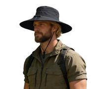 Générique Chapeau Solaire à Ventilateur Intégré UPF 50+ Large Bord pour Une Ventilation Optimale et Confort Exceptionnel (Black, One Size)