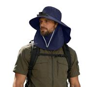 Générique Chapeau Solaire à Ventilation Intégrée UPF 50+ Large Bord Idéal Jardinage Plage Activités Extérieures (2-Navy, 3)