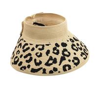 Générique Chapeau Soleil Imprimé Léopard À Large Bord, Nœud Ajustable, Accessoire avec Protection UPF, Style Élégant pour La Plage