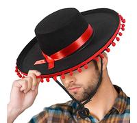 Générique Chapeau Sombrero Mexicain - Grands Chapeaux Sombrero Pour Festivals,Costume Flamenco avec Pompons pour Cosplay, Accessoires de Fête pour Halloween, Anniversaire et Événements Spéciaux