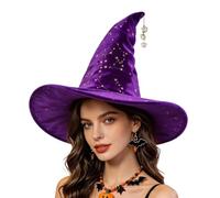 Générique Chapeau Sorciere en Velours Noir Chapeaux Pointus à Large Bord | Elegant Chapeau de Sorcière Taille Unique Accessoire de Décoration D'Halloween Chapeaux Witch Hats Halloween Mascarade