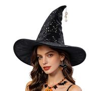 Générique Chapeau Sorciere en Velours Noir Chapeaux Pointus à Large Bord | Elegant Chapeau de Sorcière Taille Unique Accessoire de Décoration D'Halloween Chapeaux Witch Hats Halloween Mascarade