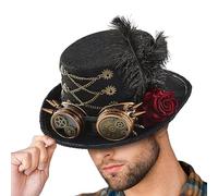 Générique Chapeau Steampunk, Chapeau Haut de Forme Costume avec Lunettes, Couvre-chef Réglable pour Fêtes Renaissance Cosplay Ados Femmes Hommes Adultes
