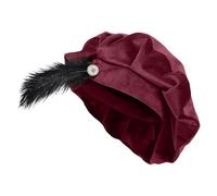 Générique Chapeau Style Tudor Historique - Accessoires De Costume À Plumes 62 Centimètres - Béret De Style Médiéval Élisabéthain Avec Plumes,Idéal Pour Hommes Et Femmes, Bal Masqué, Fête, Scène Et