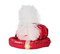 Générique Chapeau Sultan - Turban en Plumes Et Perles, Couvre-Chef De Costume À Paillettes, Accessoire De Cosplay du Arabe, Casquette De Fête pour Spectacle sur Scène | Turban Sultan pour H