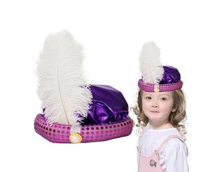 Générique Chapeau Turban Sultan Men - Matériau en satin réutilisable, accent de perles de plumes, décoration de paillettes, couvre-chef arabe léger, casquette de style | Accessoire de costume