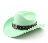 Générique Chapeaux de Cowboy pour Femmes et Hommes Denim et Cuir, Style Occidental Rétro avec Boucle de Ceinture Large Bord pour Ranch, Fêtes et Tenue Western