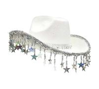 Générique Chapeaux de cowboy pour fête, chapeaux de cowboy pour les femmes occidentales,Chapeau de cowboy scintillant | Headwear Star Tassels For Women Cosplay Accessories Halloween Event