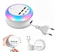 Générique Chargeur USB Multiple, Station De Charge USB C À 6 Ports avec 1,2 M Rétractable Et Lumiere, Chargeur Multiusb Portable pour Voyage Bureau Et Masion