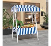Générique Chariot de marché Roulant Portable avec auvent Pare-Soleil - Station de Vente de Nourriture de Rue Facile à Monter pour Les fêtes, Les Mariages et Les événements (Bleu, 130 cm/51,1 po)