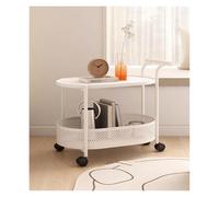 Générique Chariot de Rangement à 2 Niveaux, Petite Table Basse Mobile avec poignée, Chariot de Rangement for Cuisine, Salle de Bain, Salon(Milk)