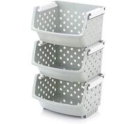 Générique Chariot de Rangement de Cuisine à roulettes - Étagère de Rangement avec paniers métalliques. Étagère de Rangement Multicouche Bleue pour Fruits et légumes - Panier de Rangement en Plastique