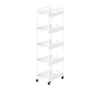 Générique Chariot De Rangement Fin, Étagère De Rangement en Acier Au Carbone, Chariot De Rangement Ouvert avec roulettes, Largeur Réglable, for Salle De Bain, Buanderie(11.5-17x40x112cm)