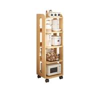 Générique Chariot De Rangement Fin,étagère De Rangement en Bois Massif,Chariot De Rangement Ouvert avec Roues De Frein À 360°,for Salle De Bain,buanderie,endroits Étroits(Color 2,26x27x129.5)