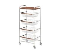 Générique Chariot De Rangement Mince en Fer, Étagère De Rangement for Le Salon, Chariot Organisateur D'épices avec Panier Coulissant À Poignée en Bois, for Petits Espaces