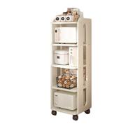 Générique Chariot De Rangement Mince sur Pied,étagère De Rangement en Bois Massif,Chariot De Rangement Ouvert avec roulettes,for Salle De Bain,buanderie,endroits Étroits(Color 2,26x46x129.5cm)