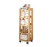 Générique Chariot De Rangement Mince sur Pied,étagère De Rangement en Bois Massif,Chariot De Rangement Ouvert avec roulettes,for Salle De Bain,buanderie,endroits Étroits(Color 3,26x46x129.5cm)