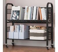 Générique Chariot Roulant Multifonction, bibliothèque Mobile à Direction à 360°, étagères réglables, Construction Durable pour l'organisation de Rangement à la Maison et au Bureau