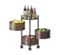 Générique Chariots D'étagère De Support De Stockage en Acier Au Carbone,étagère Rotative for Fruits Et Légumes,Panier De Rangement avec 4 roulettes De Frein,for Cuisine(Black,4 Tiers)