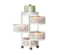Générique Chariots D'étagère De Support De Stockage, Étagère Rotative for Fruits Et Légumes, Panier De Rangement Rond, Panier Amovible, for Cuisine,Chambre À Coucher(White,4 Tiers)