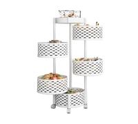 Générique Chariots D'étagère De Support De Stockage, Panier De Rangement Rond, Étagère Rotative for Fruits Et Légumes, Gain De Place,for Salle De Bain Chambre À Coucher(White,5 Tiers)