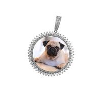 Générique Charm collier photo avec pierres de zircone cubiques | Résultats de bijoux en cuivre à la mode pour collier, breloque ronde scintillante, 31g, adaptés pour offrir en