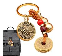 Générique Charme pour sac à dos, Coin pour - Vintage Copper Charm | Brass Key Ring Wealth Success Longevity, Coin Pendant