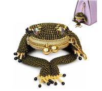 Générique Charming Frog Coin Purse,Beaded Frog Keychain Pouch with Kiss Lock,Cute Amphibian Accessory Container Wallet,Gifts for Women