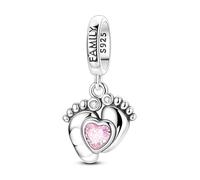 Générique Charms Pendentif Amour Soeur Famille pour Femme Argent Sterling 925 Breloque Bracelets Collier Femme Pour Maman Voyage ou Anniversaire (Empreinte Bebe·)