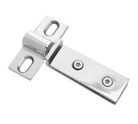 Générique Charnière de Porte de Salle de Bain en Acier Inoxydable Argenté, Design Rectangulaire Moderne avec Double Trou, Système Pivotant Haut et Bas pour Portes Verre