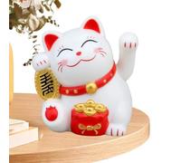 Générique Chat agitant Maneki Neko - 4,5 x 4,5 x 5,5 cm, Chat agitant Chinois fengshuii, à énergie Solaire avec Bras Mobile | Décoration de Chambre vive et Charmante à l'aide d'accessoires