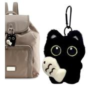 Générique chat noir - Pendentifs animaux en peluche, charmes mignon | Figurine En Tissu Farci À Pince Pour | Anneau De Fixation Polyvalent, Sac À Main, Sac À Dos, Miroir De Voiture, Décora