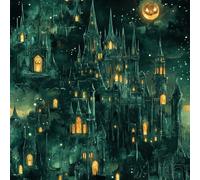 Générique Château D'Halloween Papier Peint Épaissir Mat Auto Adhésif 44x500 cm Citrouille Magie Meubles Autocollants Amovible Comptoir Contact Papier Stickers Muraux pour Bains Salon Chambre