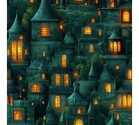 Générique Château D'Halloween Papier Peint Épaissir Mat Auto Adhésif 44x600 cm Citrouille Magie Meubles Autocollants Amovible Comptoir Contact Papier Stickers Muraux pour Bains Salon Chambre