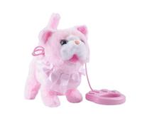 Générique Chaton Interactif Parlant avec Laisse, Jouet pour Chat, Chaton Chantant électronique Imitant La Voix, Idéal comme Cadeau pour Enfants, Rose