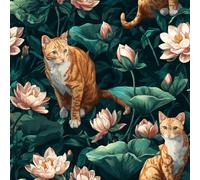 Générique Chaton Lotus Papier Peint Épaissir Mat Auto Adhésif 44x300 cm Peint Vintage Meubles Autocollants Amovible Comptoir Contact Papier Stickers Muraux pour Bains Salon Chambre