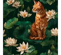 Générique Chaton Lotus Papier Peint Épaissir Mat Auto Adhésif 44x500 cm Peint Vintage Meubles Autocollants Amovible Comptoir Contact Papier Stickers Muraux pour Bains Salon Chambre