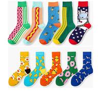 Générique Chaussette Doigt de Pied Femme 10 Paires de Chaussettes colorées pour Couples d'hommes, Longues Chaussettes en Coton avec Motifs Amusants, Chaussettes Amusantes, Cadeaux, Taill